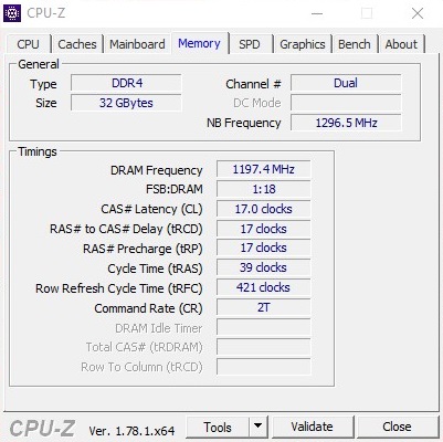 MSI GT62VR 6RE DDR4 2400Mhz Cpuz